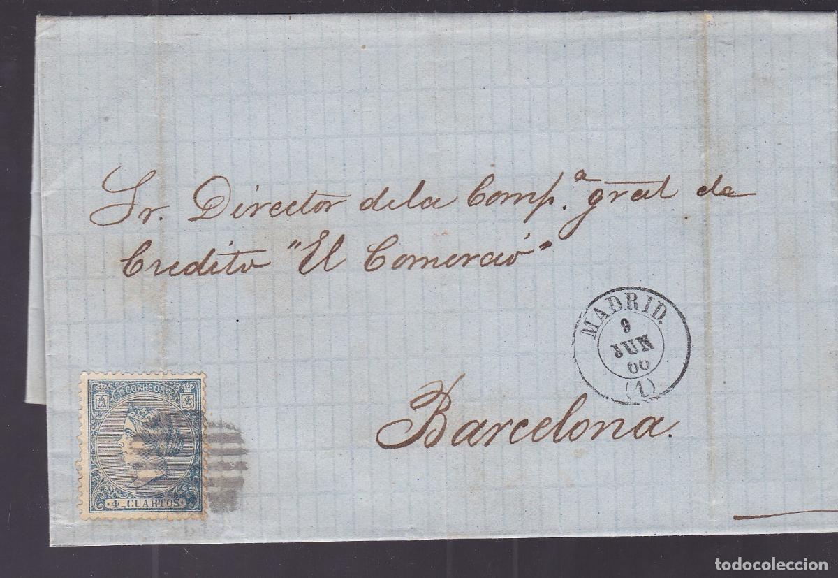 Sellos: F6-43- Carta Completa MADRID a BARCELONA 1866. Parrilla Redonda