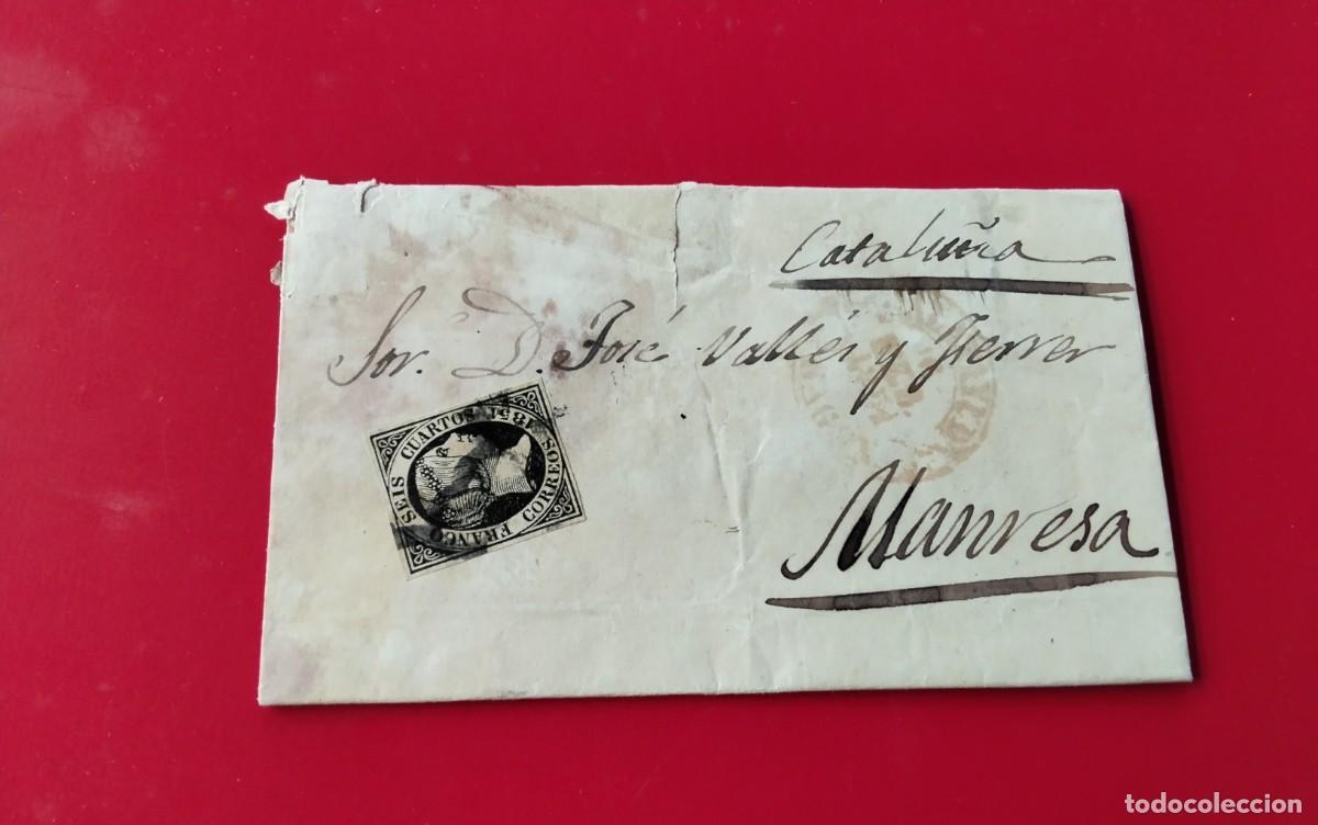 Sellos: CALAF ENVUELTA CIRCULADA A&Ntilde;O 1851 CARTA INTERIOR , ATENCION SELLO EDIFIL EDIFIL N&ordm; 6