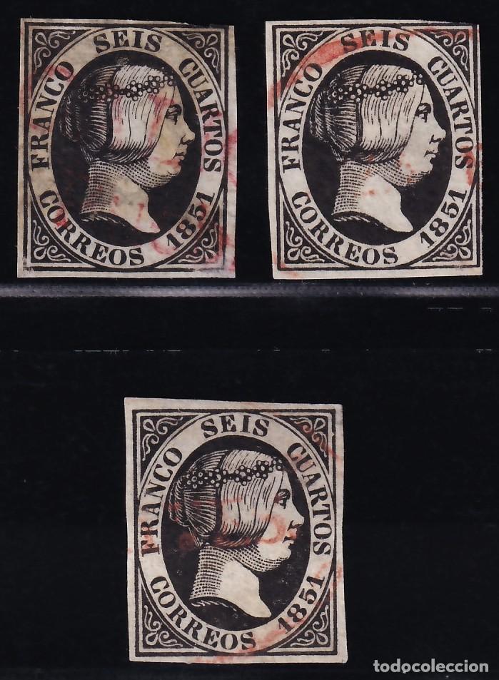Sellos: ESPA&Ntilde;A, 1851 EDIFIL N&ordm; 6, 6 cu. negro, [Marcas Prefilat&eacute;licas.]