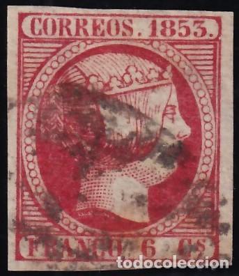 Sellos: ESPA&Ntilde;A, 1853 EDIFIL N&ordm; 17, rosa, [Marca Prefilat&eacute;lica.]