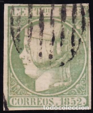Sellos: ESPA&Ntilde;A, 1852 EDIFIL N&ordm; 15b, 5 r. verde amarillento