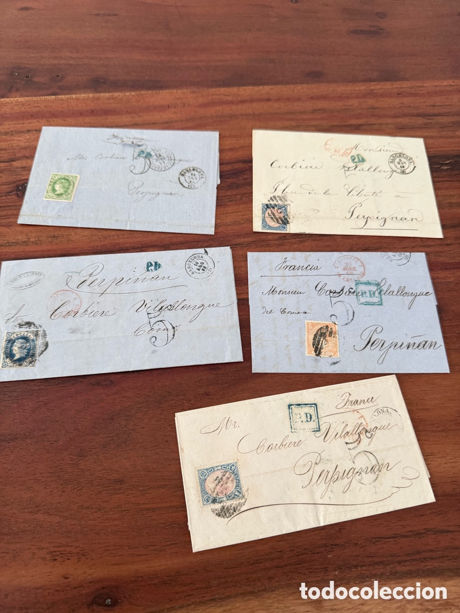 Sellos: Cartas Espa&ntilde;a Francia 1862 a 1866 Edifil 59 65 70 76 82