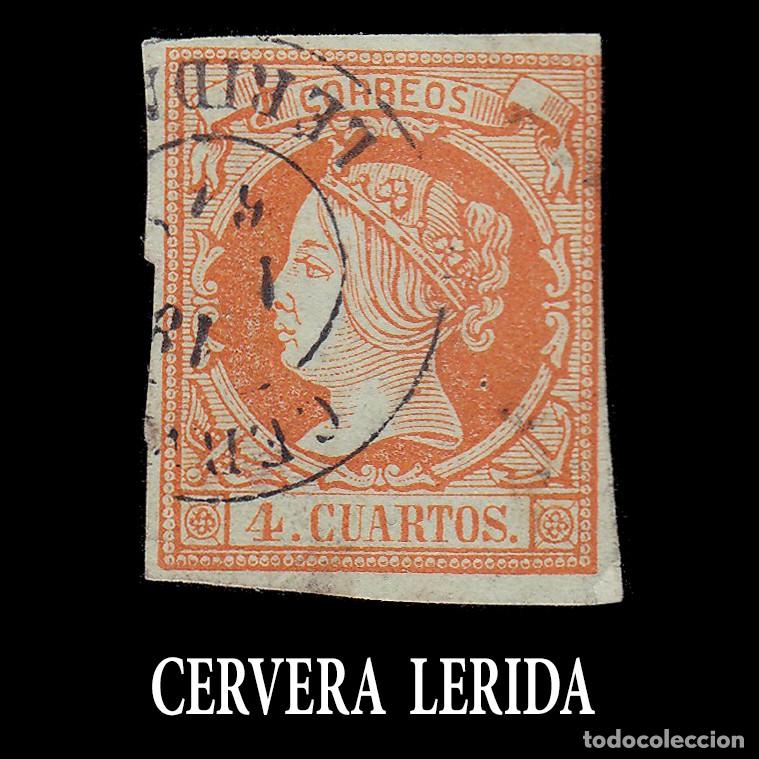 Sellos: ISABEL II. 1860-61 4cu .Fechador CERVERA Edifil 52 + OBSEQUIO
