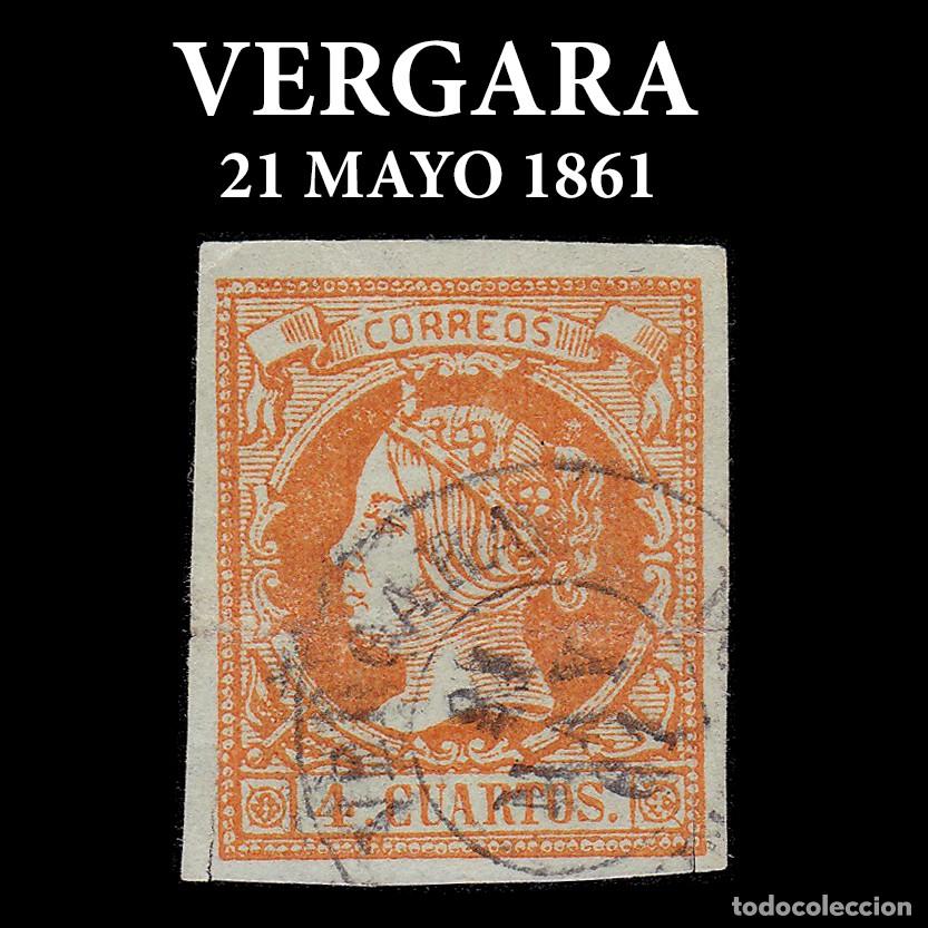 Sellos: ISABEL II. 1860-1 4cu .VERGARA 21 MAYO 1861 Edifil 52 + OBSEQUIO