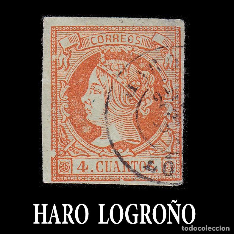 Sellos: ISABEL II. 1860-1 4cu .Fechador HARO Edifil 52 + OBSEQUIO