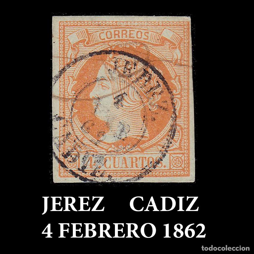 Sellos: ISABEL II. 1860 4cu . JEREZ .TIPO 1 Edifil 52 + OBSEQUIO