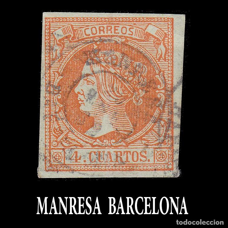 Sellos: ISABEL II. 1860-61 4cu. MANRESA Edifil 52 + OBSEQUIO