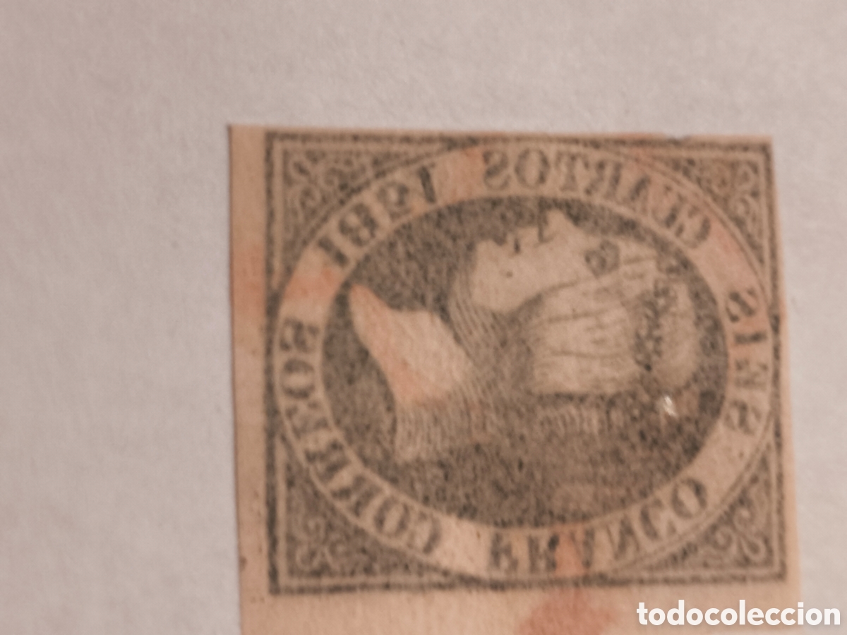 Sellos: Sello cl&aacute;sico de Espa&ntilde;a n 3 nuevo con goma** escaso 5 reales rojo algo sobado del tiempo ver