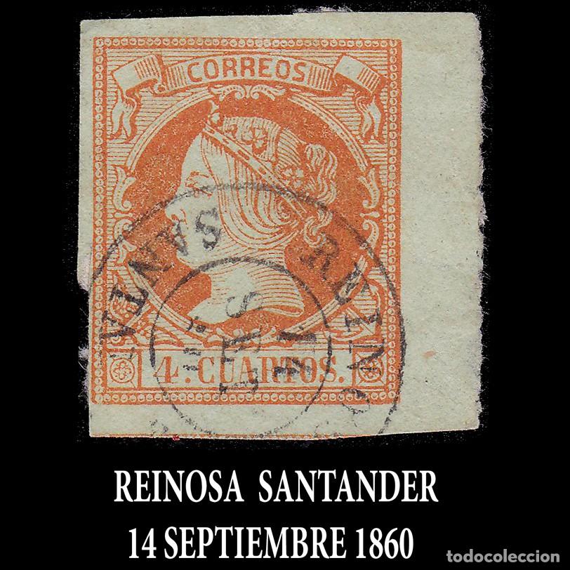 Sellos: ISABEL II. 1860-1 4cu .Fechador REINOSA. Edifil 52 + OBSEQUIO