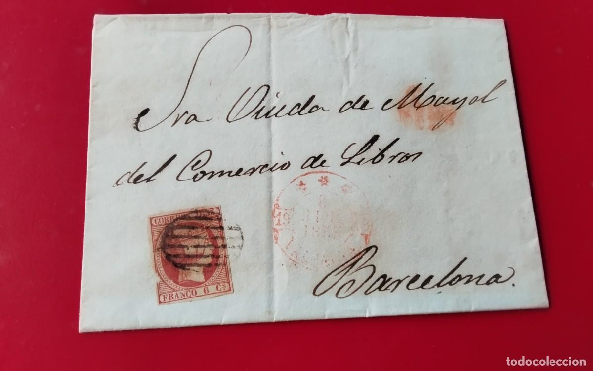 Sellos: VALENCIA ENVUELTA CIRCULADA A BARCELONA A&Ntilde;O 1855 FRANQUEO EDIFIL N&ordm; 17 , CARTA INTERIOR , VER