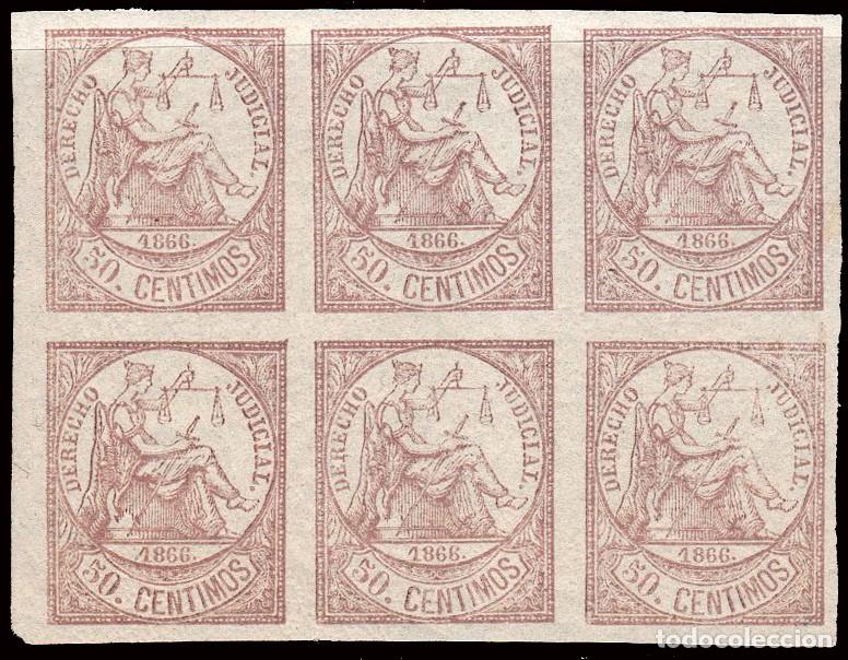 Sellos: Espa&ntilde;a - Fiscales - Derecho Judicial - 1866 - ** Bl. 6 50 cts. - S/dentar