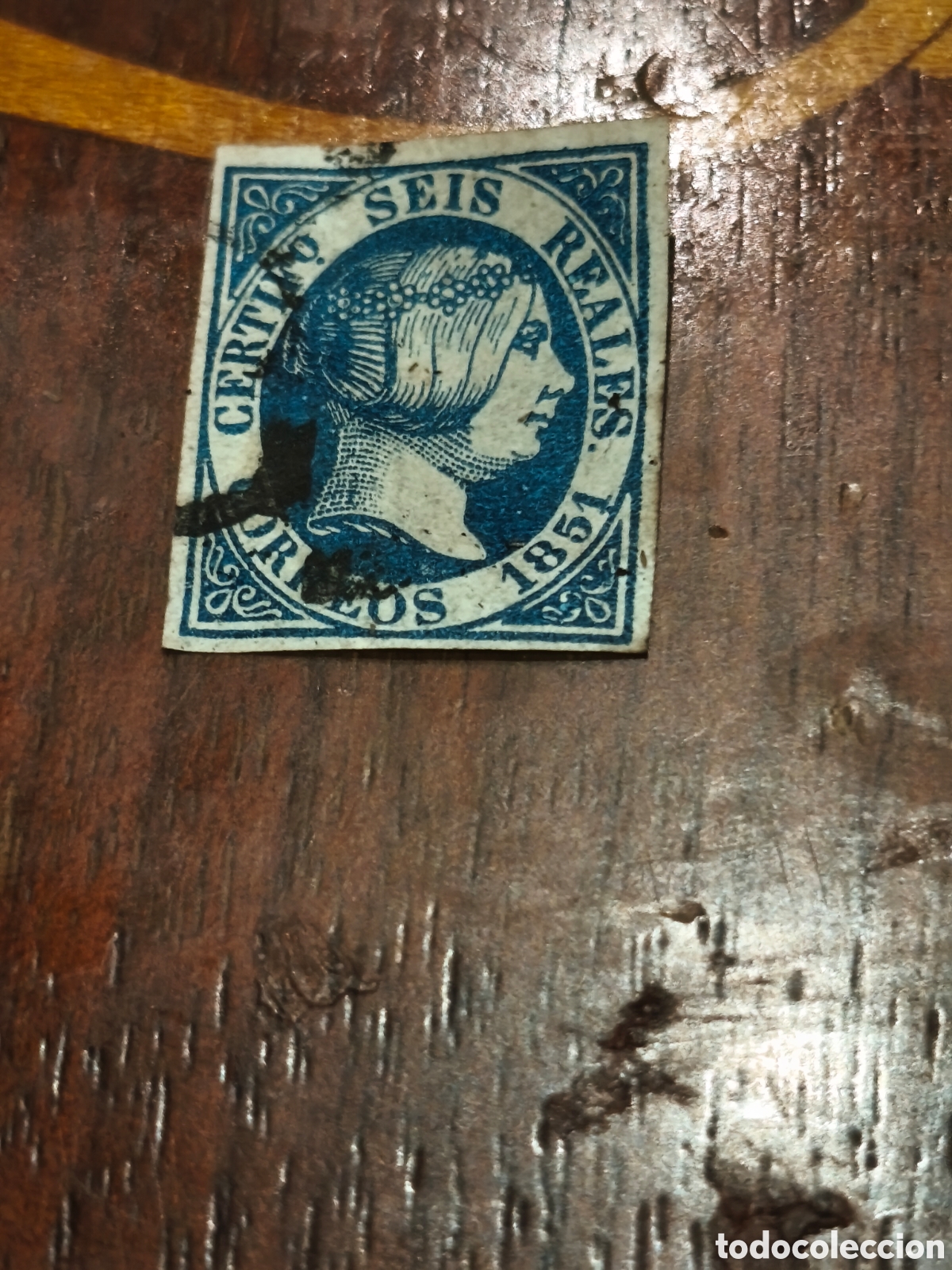 Sellos: Sellobclasico de Espa&ntilde;a n 9 usado ara&ntilde;a negra ,6 reales azul muy escasa ver im&aacute;genes