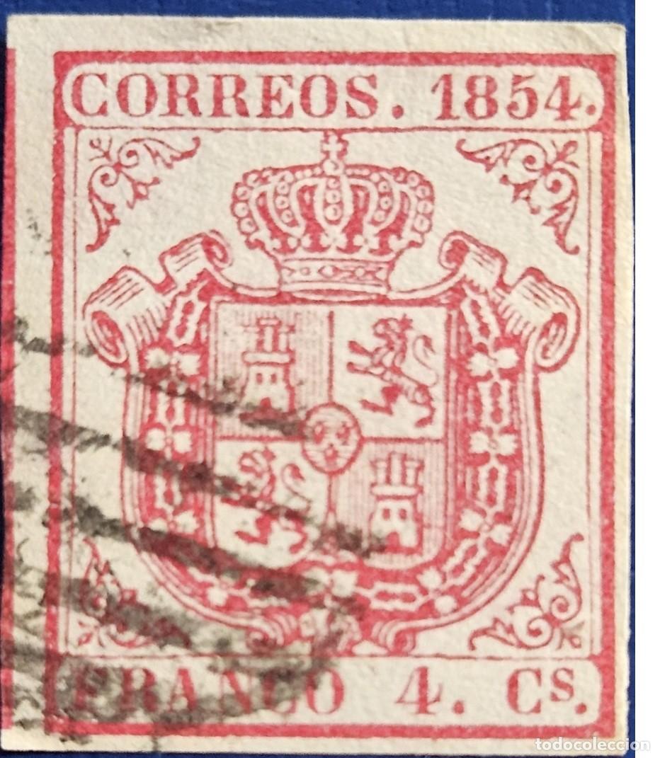 Sellos: 1854 Escudo de Espa&ntilde;a 4 cu. Edifil 33 usado