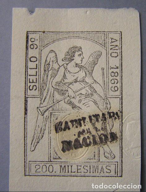 Sellos: SELLO FISCAL 9&ordf; 200 MIL&Eacute;SIMAS 1869 HABILITADO