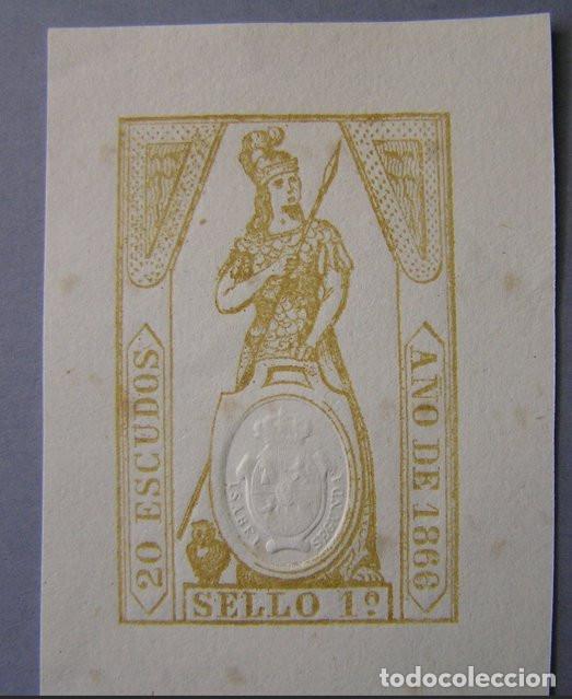 Sellos: SELLO FISCAL 1&ordm; 20 ESCUDOS 1866
