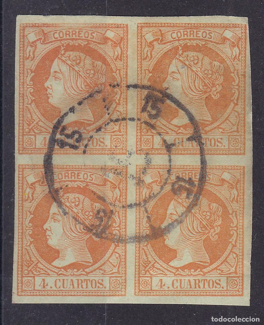 Sellos: FC-222- Cl&aacute;sicos Edifil 52 Bloque de 4 Rueda de Carreta 15 Zaragoza