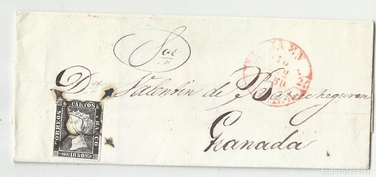 Sellos: circulada EDIFIL 1 CIRCULADA 1850 DE JAEN A GRANADA CON FECHADOR LLEGADA
