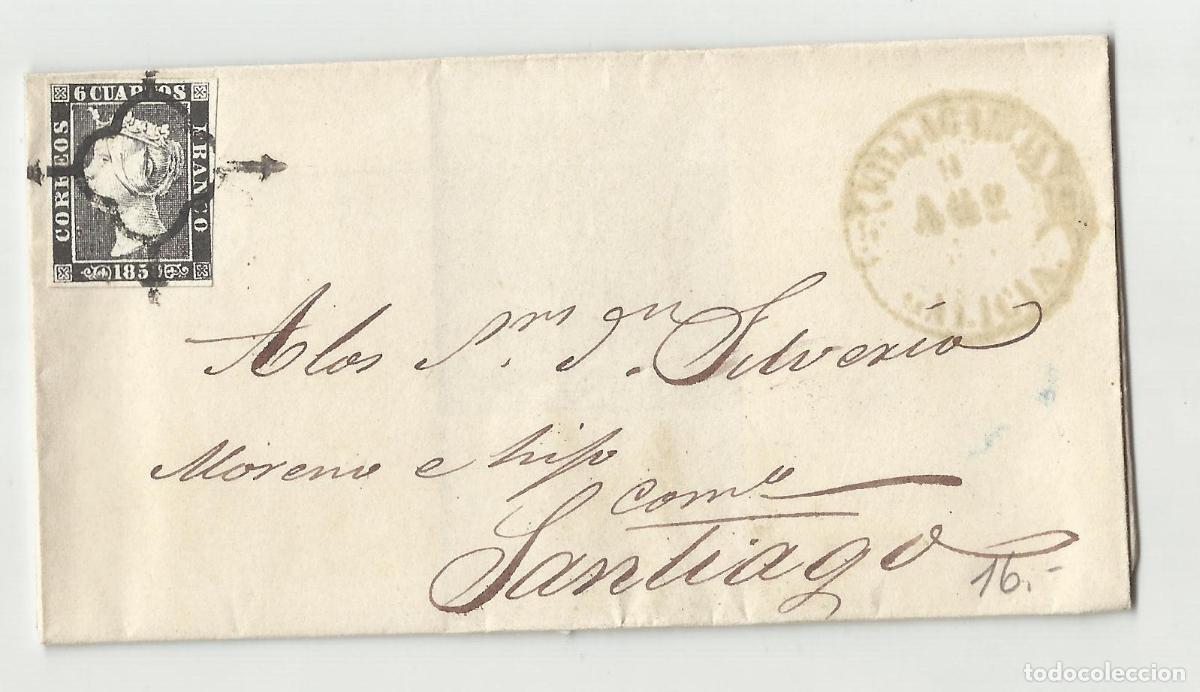 Sellos: circulada EDIFIL 1 CIRCULADA 1850 DE VILLAGARCIA GALICIA A SANTIAGO CORU&Ntilde;A