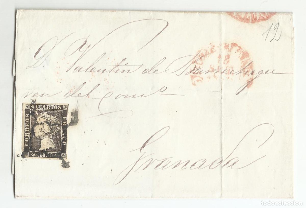 Sellos: circulada EDIFIL 1 A CIRCULADA 1850 A GRANADA MATASELLO DE LLEGADA