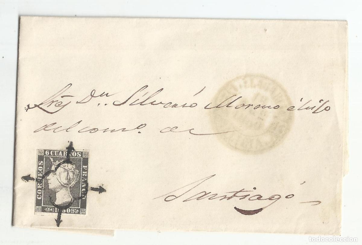 Sellos: circulada EDIFIL 1 A CIRCULADA 1850 DE VILLAGARCIA A SANTIAGO CORU&Ntilde;A GALICIA