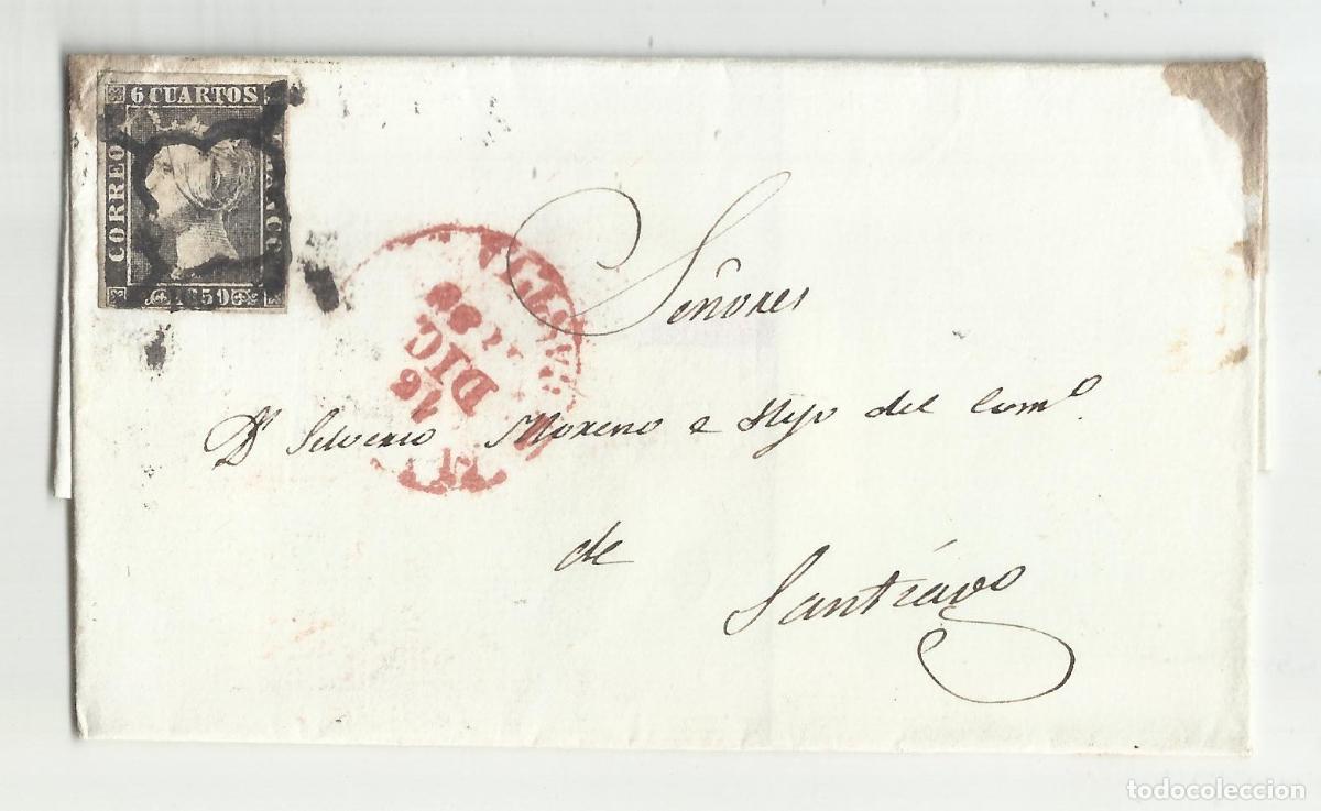Sellos: circulada EDIFIL 1 A CIRCULADA 1850 DE CASTILLAA A SANTIAGO CORU&Ntilde;A GALICIA