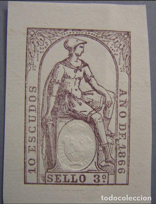 Sellos: SELLO FISCAL 3&ordm; 10 ESCUDOS 1866
