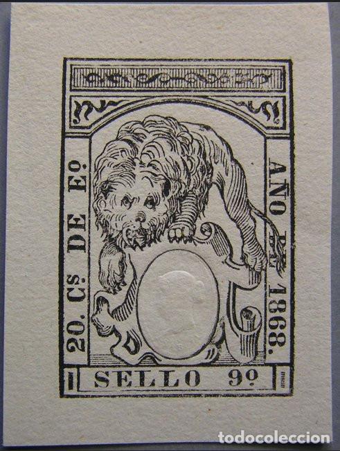 Sellos: SELLO FISCAL 9&ordm; 20 CENTIMOS DE ESCUDO 1868