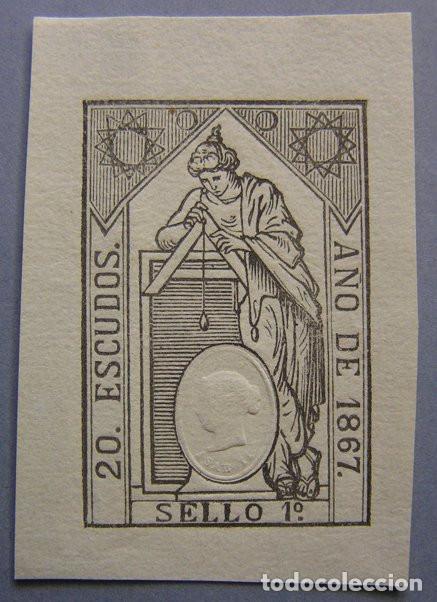 Sellos: SELLO FISCAL 1&ordm; 20 ESCUDOS 1867