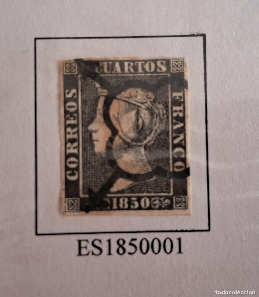 Sellos: sello de Espa&ntilde;a usado, Isabel II, 6 cuartos, a&ntilde;o 1850, edifil 1. primer sello de Espa&ntilde;a.