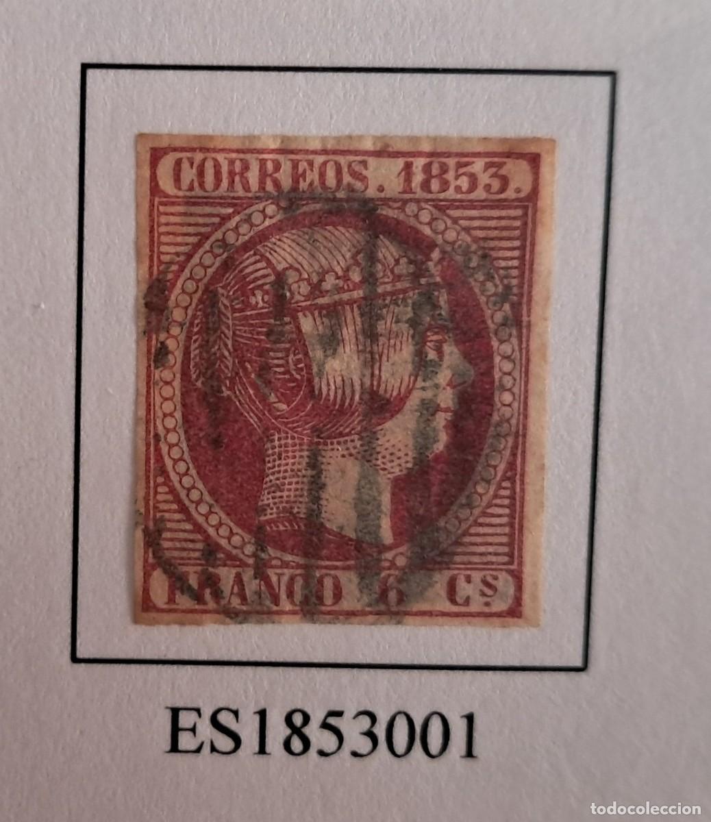 Sellos: sello de Espa&ntilde;a usado, Isabel II, 6 cuartos, a&ntilde;o 1853, edifil n&ordm; 17.