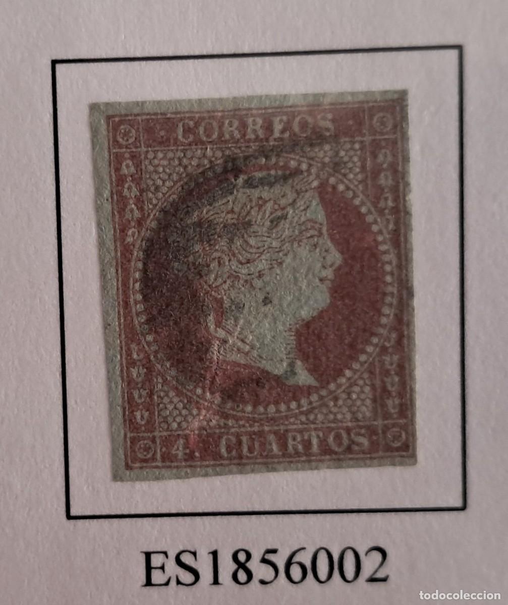 Sellos: sello de Espa&ntilde;a usado, Isabel II, 4 cuartos, a&ntilde;o 1856, edifil n&ordm; 48.