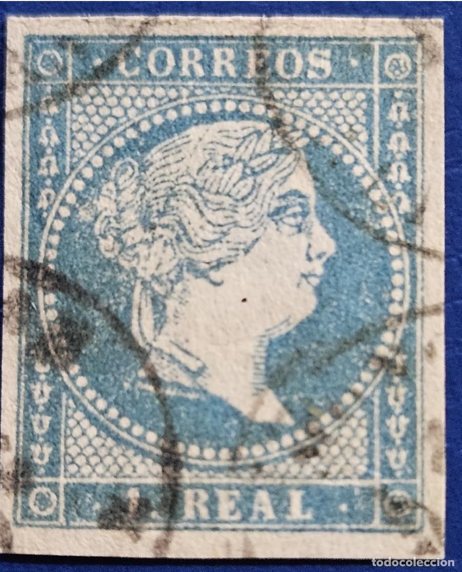 Sellos: 1855 Isabel II 1 r. Edifil 49 usado