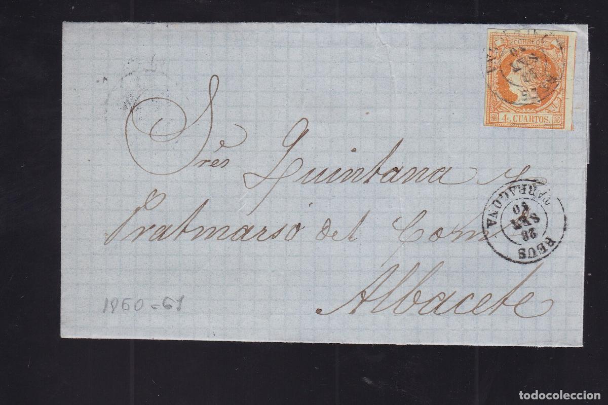 Sellos: F16-78-Carta Completa REUS- ALBACETE 1860