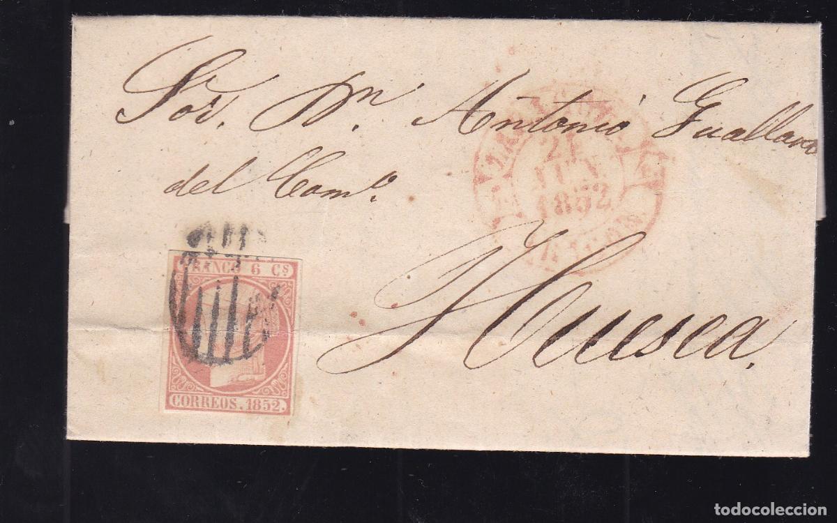 Sellos: F16-80- Carta Completa ZARAGOZA- HUESCA 1852