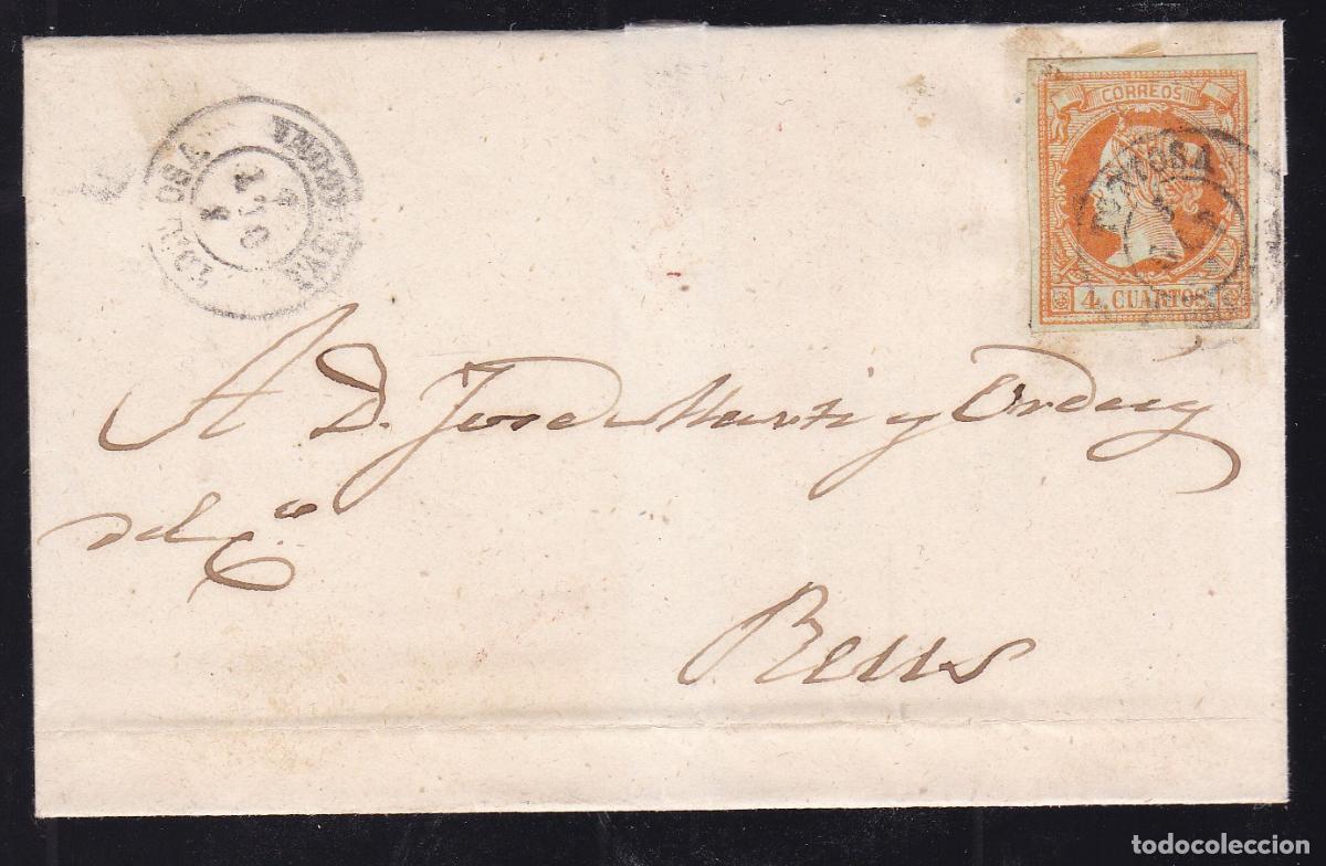 Sellos: F16-9- Envuelta TORTOSA-REUS 1860. Sello Reutilizado?