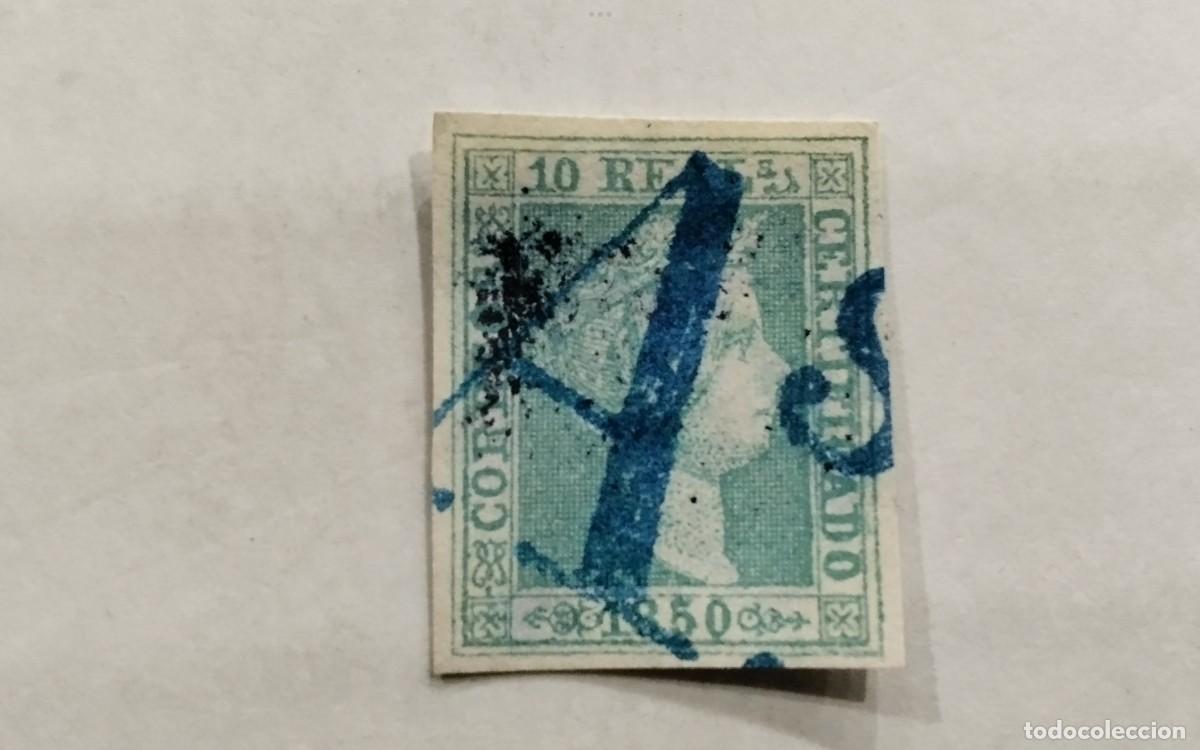 Briefmarken: ESPA&Ntilde;A -1850-ISABEL II - EDIFIL 5 - MATASELLOS &rdquo;As&rdquo; DE BARCELONA AZUL
