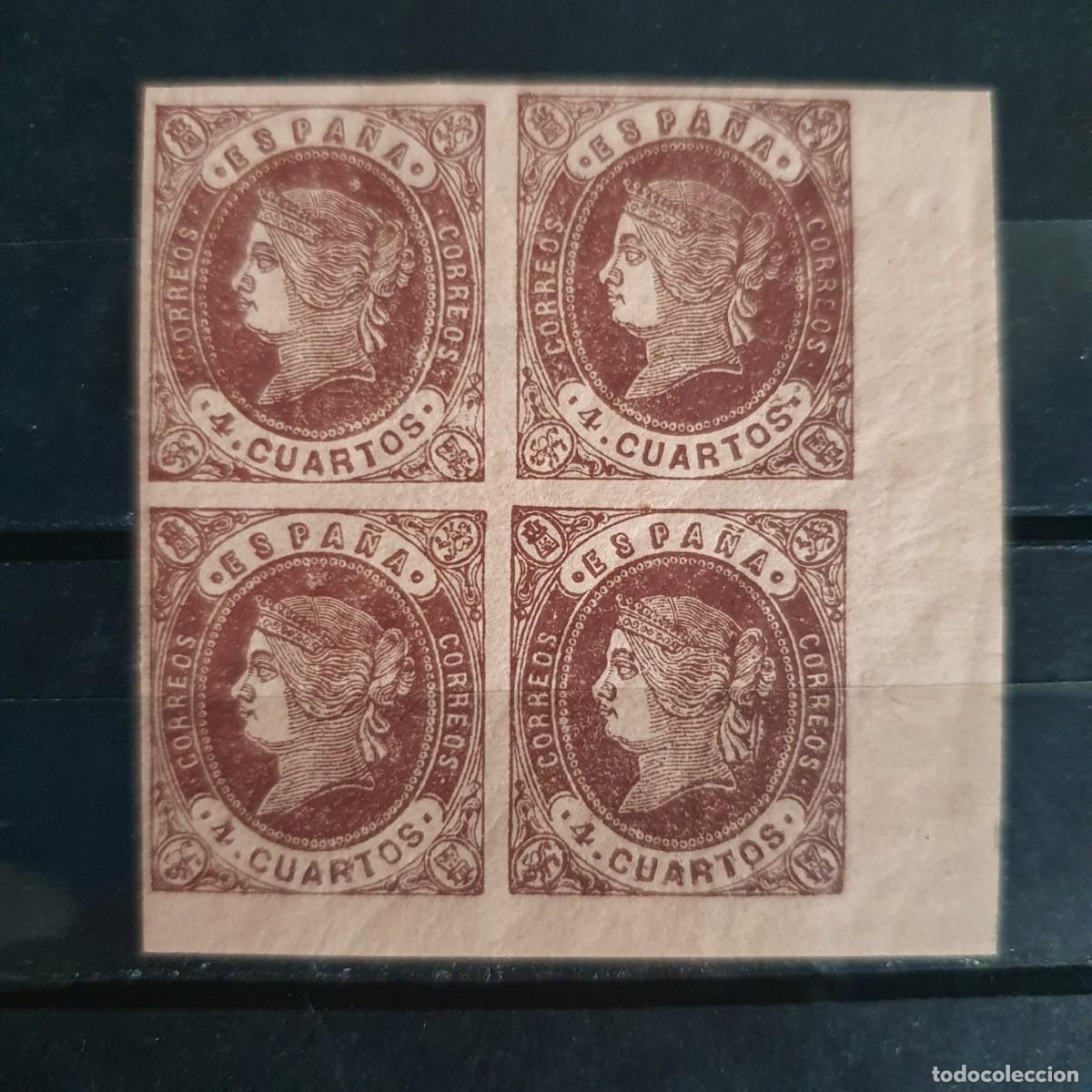Timbres: EDIFIL 58 * BLOQUE 4 ISABEL II ESPA&Ntilde;A 1862 BORDE HOJA