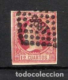 Sellos: 1860. Isabel II. 12 cuartos carmin. matasellos frances