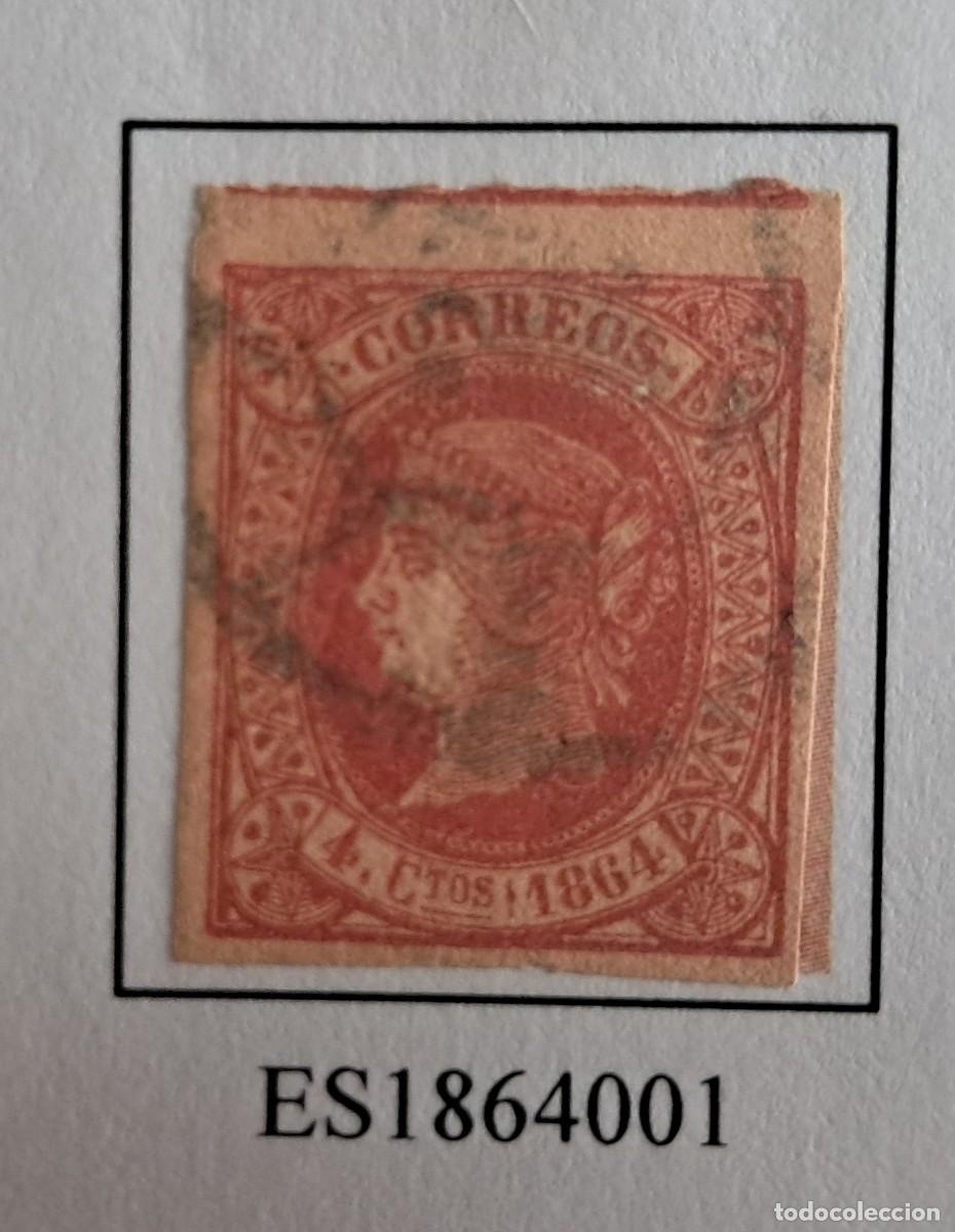 Sellos: sello de Espa&ntilde;a usado, Isabel II, 4 cuartos, edifil n&ordm; 64, a&ntilde;o 1864..