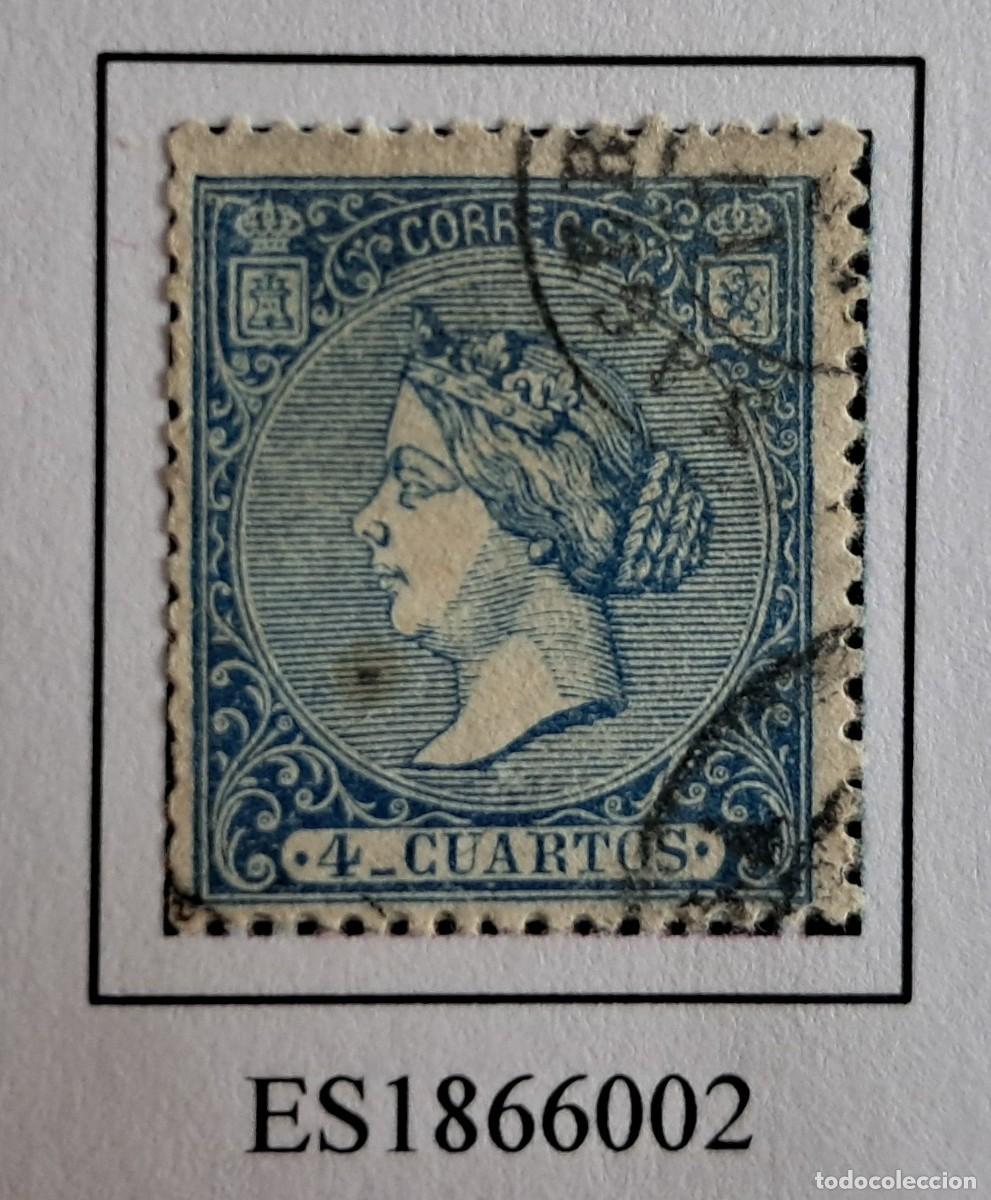 Sellos: sello de Espa&ntilde;a usado, Isabel II, 4 cuartos, edifil n&ordm; 81, a&ntilde;o 1866.