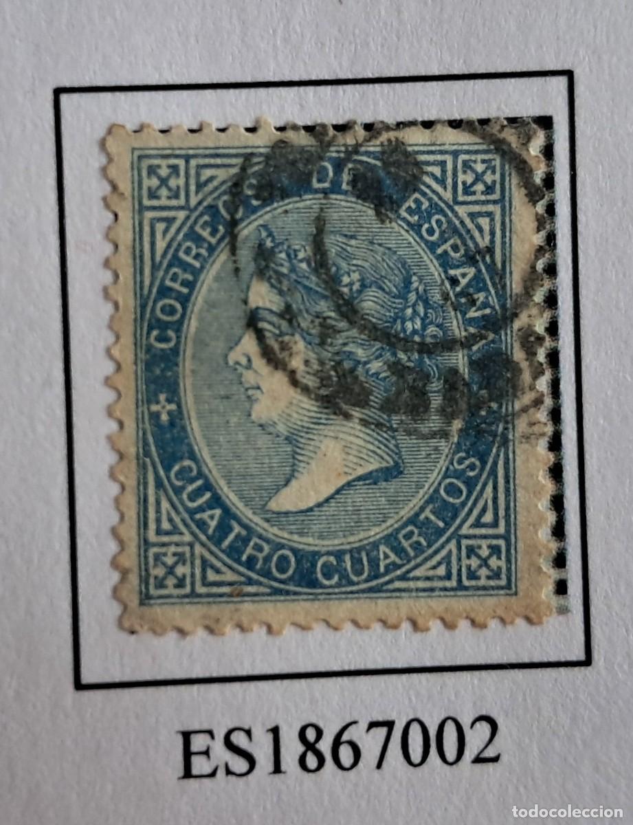 Sellos: sello de Espa&ntilde;a usado, Isabel II, 4 cuartos, edifil n&ordm; 88, a&ntilde;o 1867.