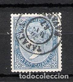 Sellos: 1867. Isabel II. 4 cuartos azul . cancelado TAFALLA (Navarra)