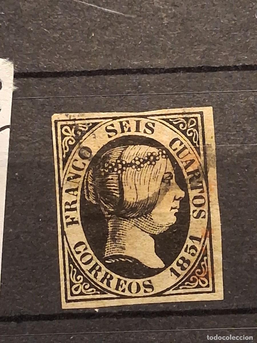 Sellos: ESPA&Ntilde;A,1851, CAT.EDIFIL 6a, PAPEL FINO.