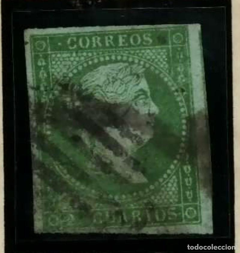 Sellos: FA2143. Emision 1-04-1855. Valor 2 cuartos FILIGRANA LAZOS cancelado con parrilla