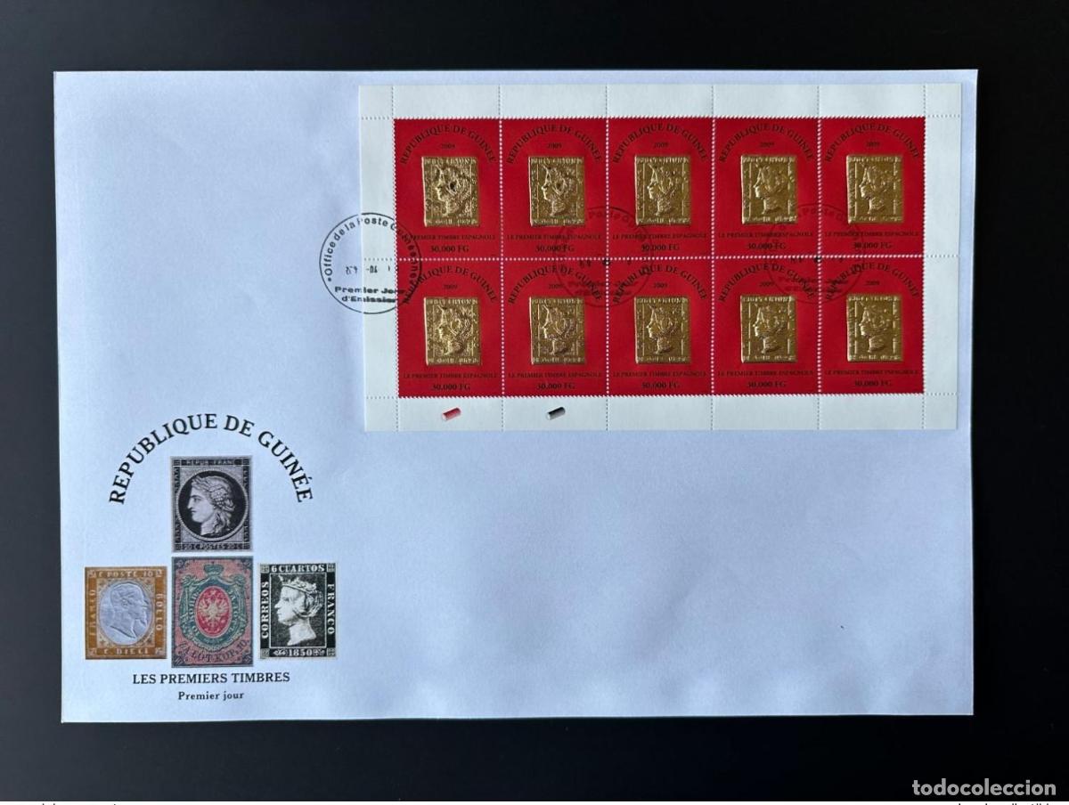 Sellos: Guinea 2009 Mi. 6718 FDC Kleinbogen hoja Primer sello de oro espa&ntilde;ol
