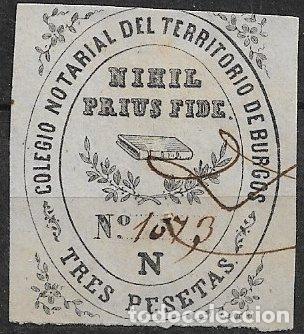 Sellos: Colegio Notarial de Burgos, 3 pts. negro (o) Serie N