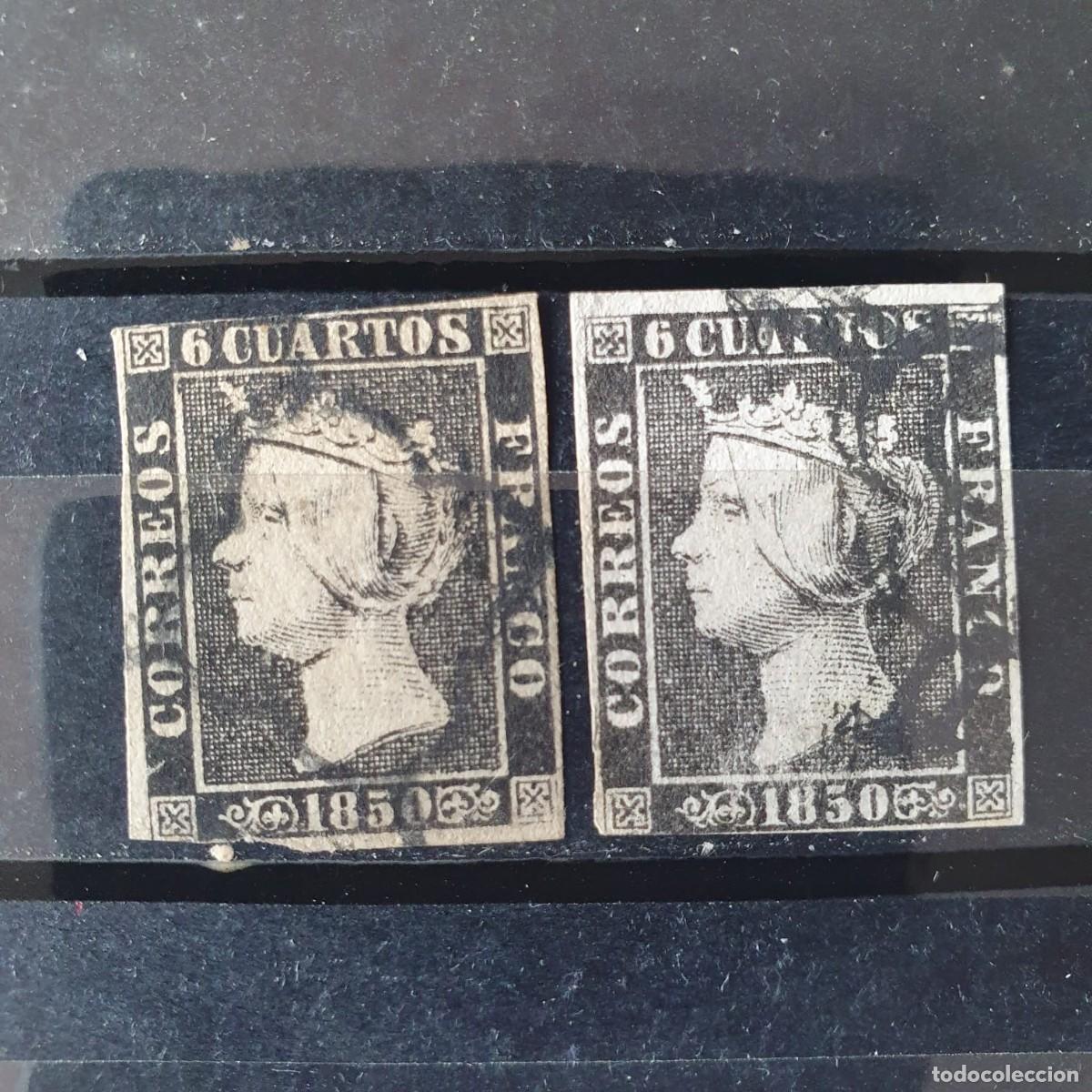 Sellos: EDIFIL 1 + EDIFIL 1A USADOS ISABEL II ESPA&Ntilde;A 1850