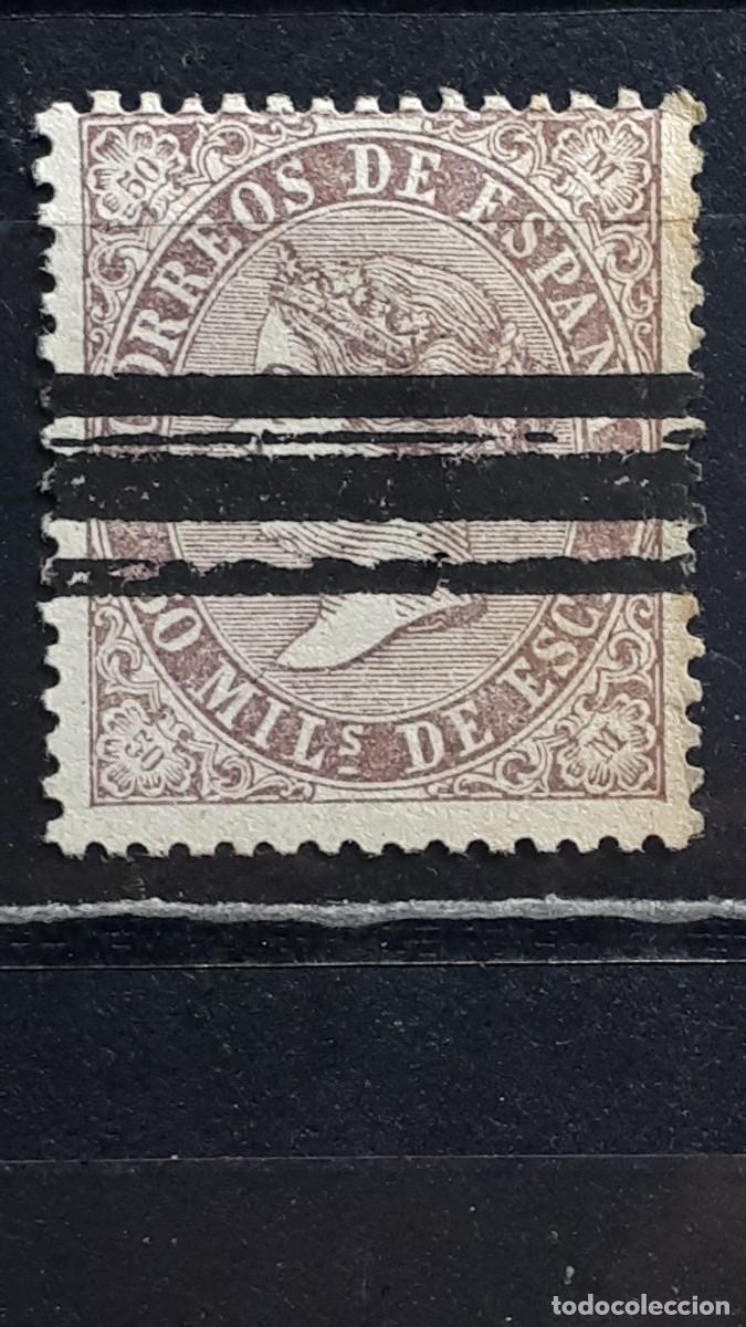 Sellos: ESPA&Ntilde;A. A&Ntilde;O 1868. BARRADO. Edifil 98 - Foto 1