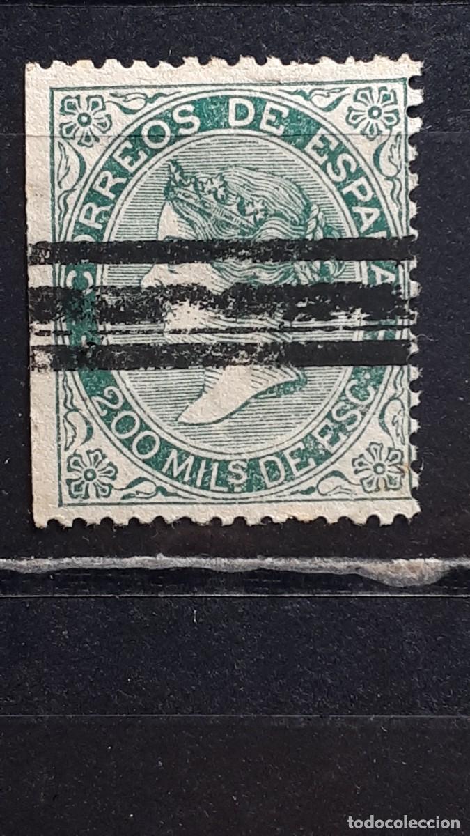 Sellos: ESPA&Ntilde;A. A&Ntilde;O 1868. BARRADO. Edifil 98 - Foto 1