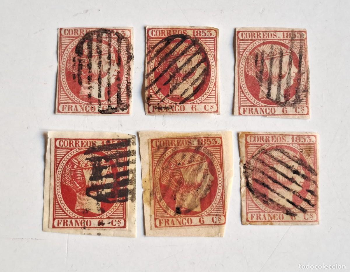 Sellos: LOTE DE 6 SELLOS DE ESPA&Ntilde;A 18536, ISABEL II, 6 C. (EDIFIL 17)